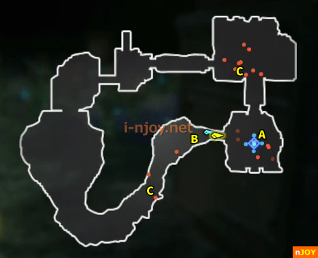 封印戦記 バトルチャレンジ「地底探索 ゴーレムの異変」 マップ