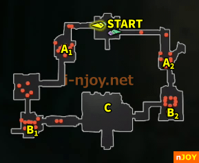封印戦記 バトルチャレンジ「危険種討伐 地底」 マップ