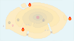 火の島 結界をつかさどる3つの炎の位置
