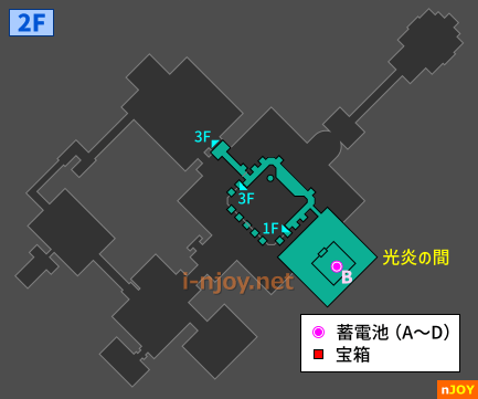 雷の神殿 2F マップ