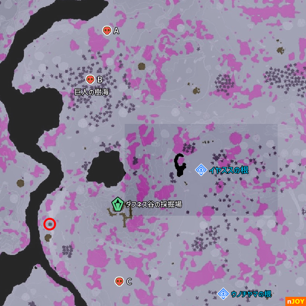 イヤススの根 周辺マップ