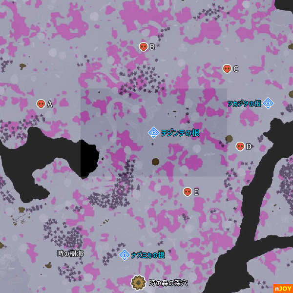 テジンテの根 周辺マップ