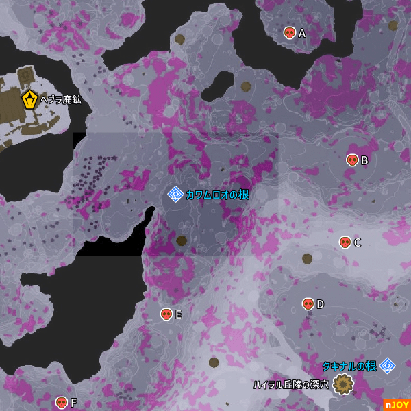 カワムロオの根 周辺マップ