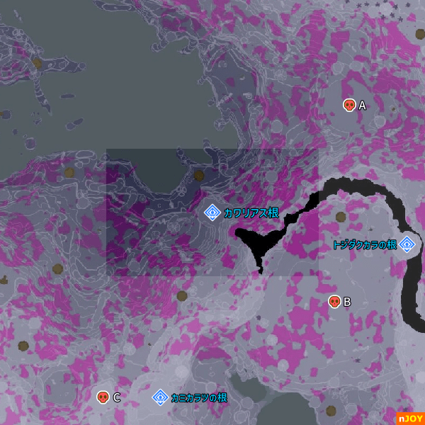 カワリアスの根 周辺マップ